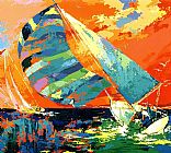 Leroy Neiman Orange Sky Sailing painting